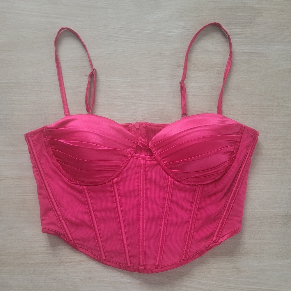 NWT Say What? Red Satin Bustier Corset Top • Y2K Aesthetic Size Medium